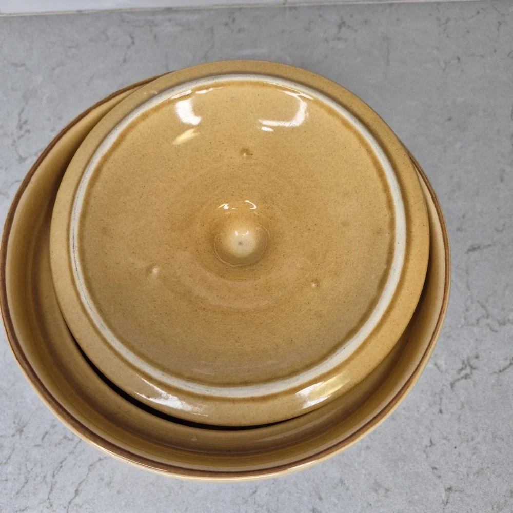 Vintage Pfaltzgraff Folk Art Ceramic Yellow Cookie Jar with Lid by